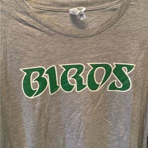 Bella Canvas Gray Long Sleeve Tee, Green Graphic “Birds” for Philadelphia Eagles